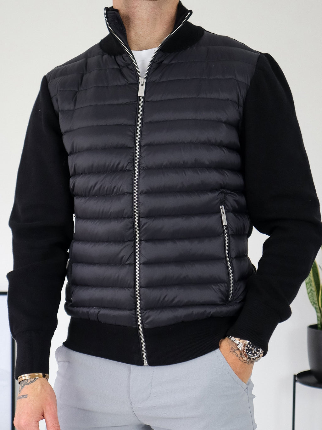 Giacca ibrida da uomo Nathan – Giacca trapuntata con zip, taglio aderente e stile moderno