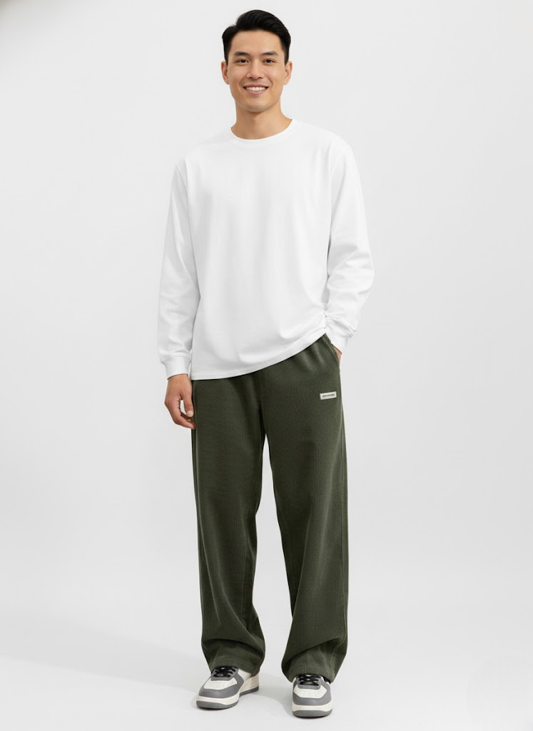 Parker Pantaloni Uomo in Velluto a Coste Loose Fit – Taglio Dritto Casual e Stile Streetwear Moderno