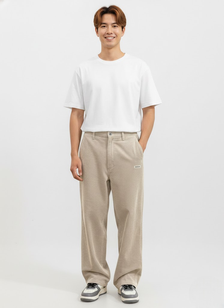 Parker Men's Corduroy Loose Fit Trousers – Relaxed Straight Leg & Modern Streetwear Style