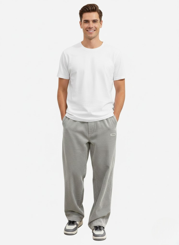 Parker Men's Corduroy Loose Fit Trousers – Relaxed Straight Leg & Modern Streetwear Style