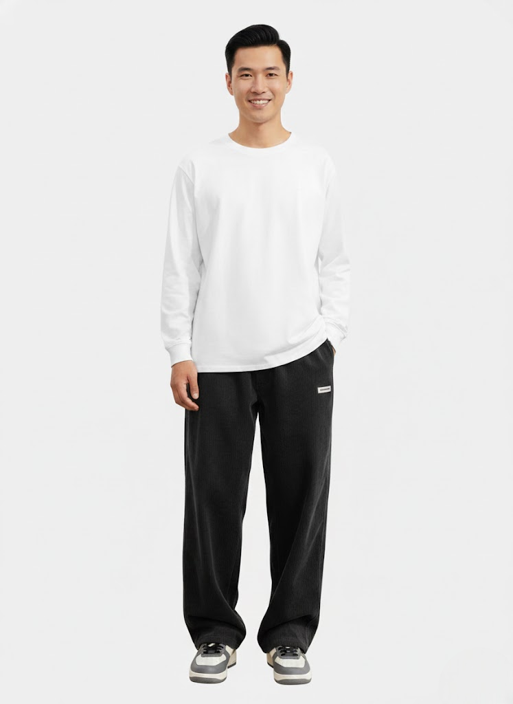 Parker Men's Corduroy Loose Fit Trousers – Relaxed Straight Leg & Modern Streetwear Style
