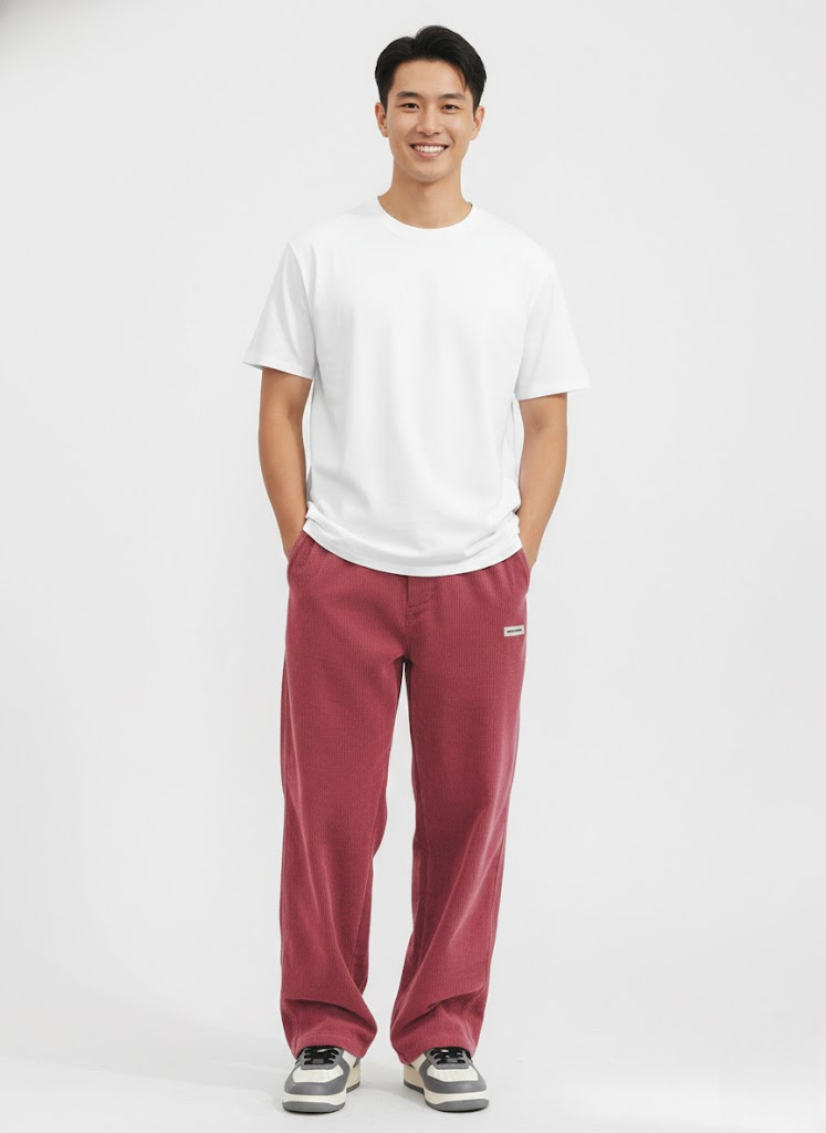 Parker Men's Corduroy Loose Fit Trousers – Relaxed Straight Leg & Modern Streetwear Style