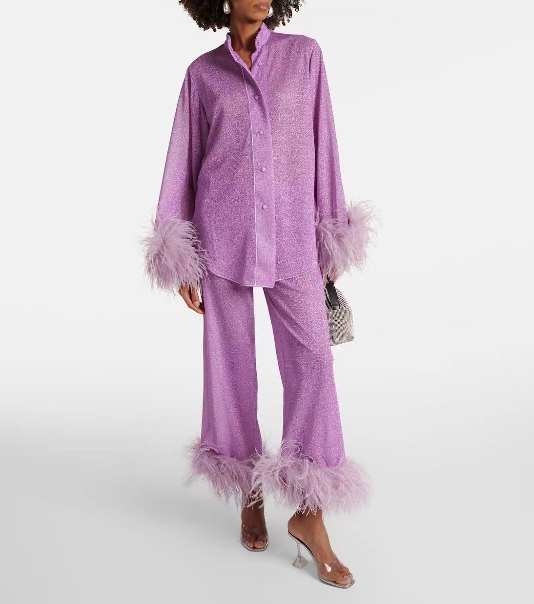 Harlow Ensemble Femme – Ensemble Deux Pièces Élégant avec Finitions à Plumes & Coupe Ample