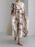 Rachel Robe Midi Femme – Robe Fleurie Légère avec Col Rond et Coupe Fluide Élégante
