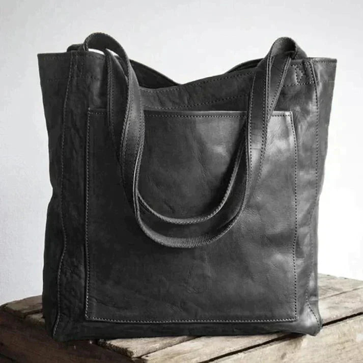 Aurélie Sac Cabas Femme – Grand Sac en Cuir Véritable avec Compartiments & Longues Anses