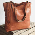 Aurélie Women's Leather Tote Bag – Large Genuine Leather Bag with Compartments & Long Handles