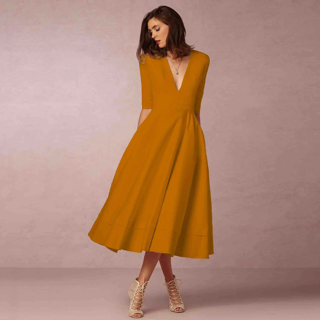 Sophie Vestido Midi para Mujer – Vestido Entallado de Algodón con Corte Elegante y Cómodo