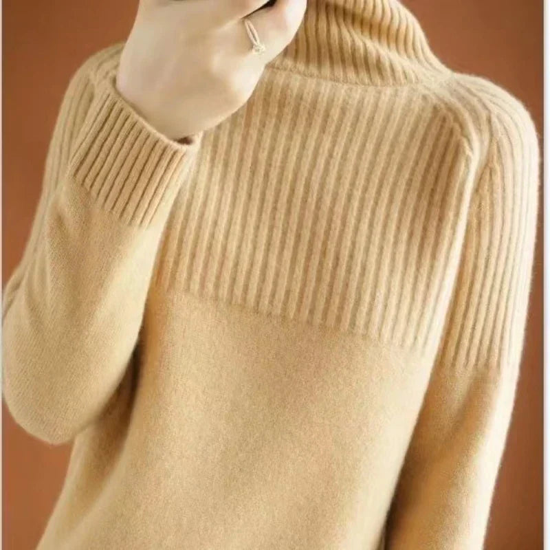 Lou Women's Turtleneck Sweater – Soft Ribbed Knit & Stylish Relaxed Fit