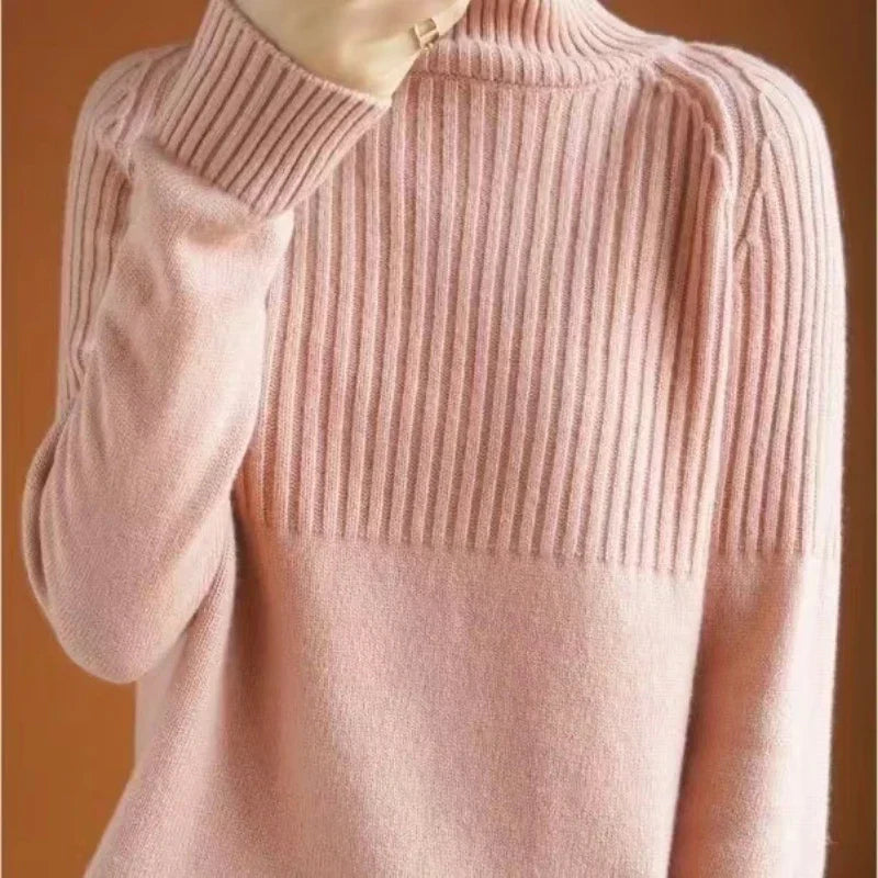Lou Women's Turtleneck Sweater – Soft Ribbed Knit & Stylish Relaxed Fit