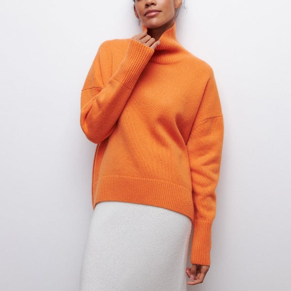Jessica Women's Winter Sweater - Soft Knit Sweater with Turtleneck and Elegant Loose Fit