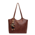 Valérie Sac Cabas Femme Vintage – Grand Sac en Cuir Végan avec Pendentif Amovible