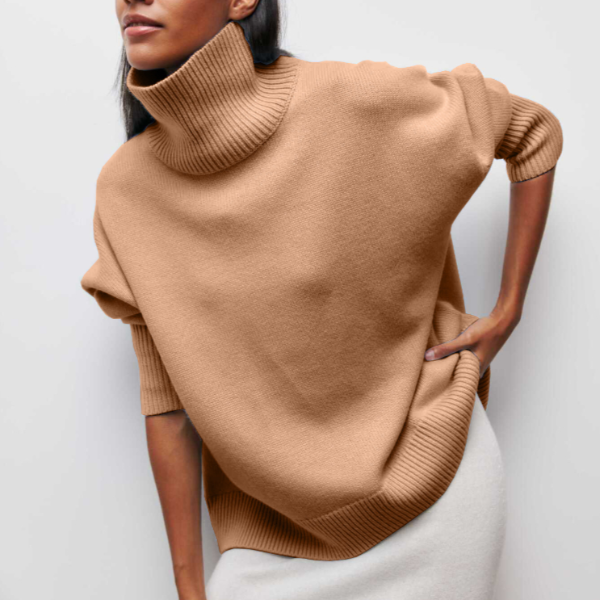Jessica Women's Winter Sweater - Soft Knit Sweater with Turtleneck and Elegant Loose Fit