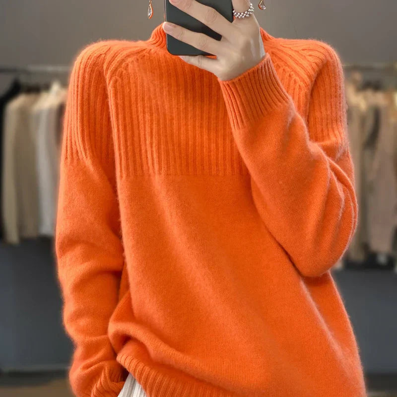 Lou Women's Turtleneck Sweater – Soft Ribbed Knit & Stylish Relaxed Fit