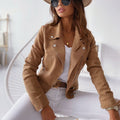 Lauren Women's Suedette Biker Jacket – Camel, Fitted and Stylish for a Trendy Look
