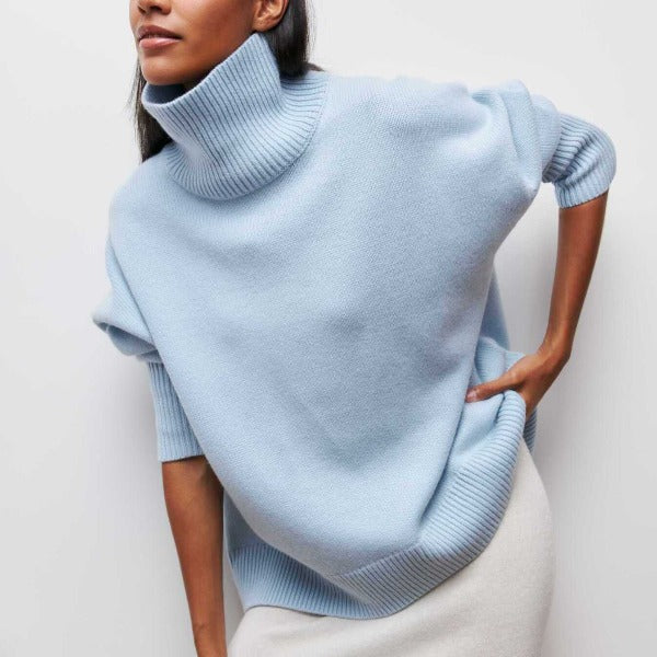 Jessica Women's Winter Sweater - Soft Knit Sweater with Turtleneck and Elegant Loose Fit