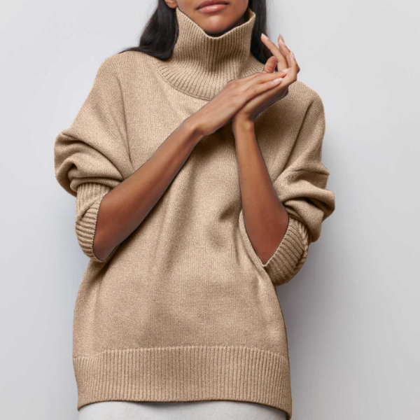 Jessica Women's Winter Sweater - Soft Knit Sweater with Turtleneck and Elegant Loose Fit