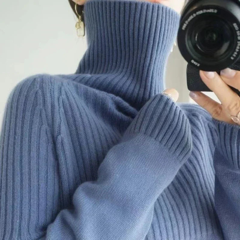 Lou Women's Turtleneck Sweater – Soft Ribbed Knit & Stylish Relaxed Fit