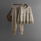 Kimberly Completo Donna in Maglia – Completo Morbido con Motivo Zebra Elegante e Pantaloni Confortevoli