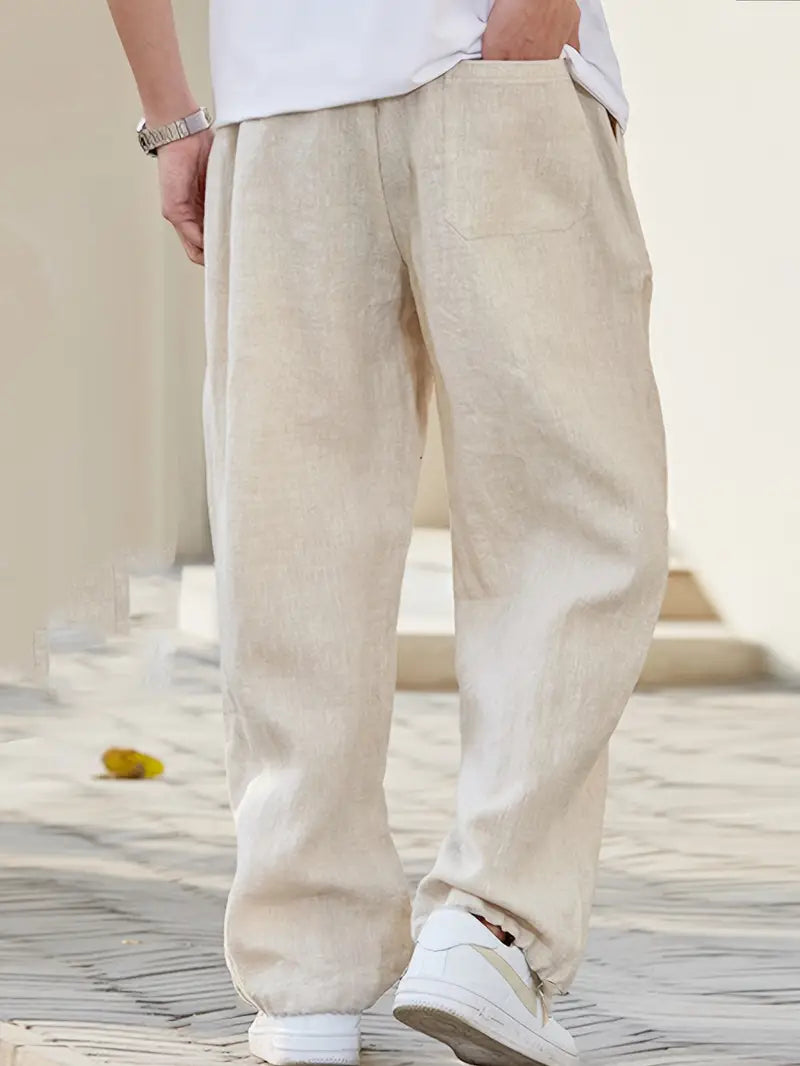 Logan Men's Linen Trousers – Lightweight Loose Fit Trousers with Breathable Comfort & Casual Style