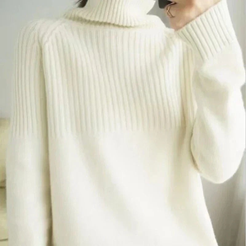 Lou Women's Turtleneck Sweater – Soft Ribbed Knit & Stylish Relaxed Fit