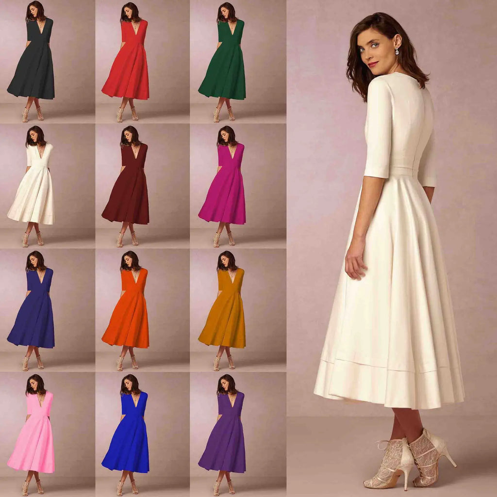 Sophie Vestido Midi para Mujer – Vestido Entallado de Algodón con Corte Elegante y Cómodo