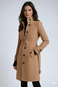 Evelisse Women's Winter Trench Coat – Elegant Coat with Stand-Up Collar and Timeless Fitted Cut