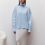 Jessica Pull Femme Hiver – Pull en Maille Douce avec Col Roulé et Coupe Ample Élégante