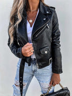Chaqueta Amanda para mujer - Chaqueta de cuero elegante y atemporal con un estilo chic moderno