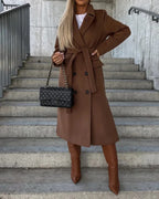 Victoria Cappotto Lungo Donna – Trench Elegante con Cintura e Fodera Calda per l'Inverno