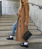 Scarlett Manteau Femme en Laine – Manteau Long à Double Boutonnage avec Coupe Structurée Élégante