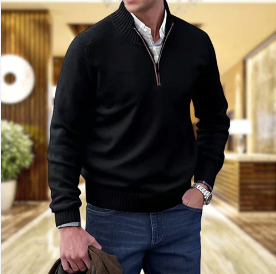 Jack Men's Jumper – Half-Zip Soft Knit Jumper with Stand-Up Collar and Modern Fit