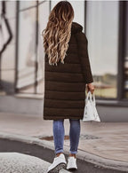 Coralie Doudoune Longue Femme – Manteau Matelassé Chaud avec Capuche & Coupe Élégante
