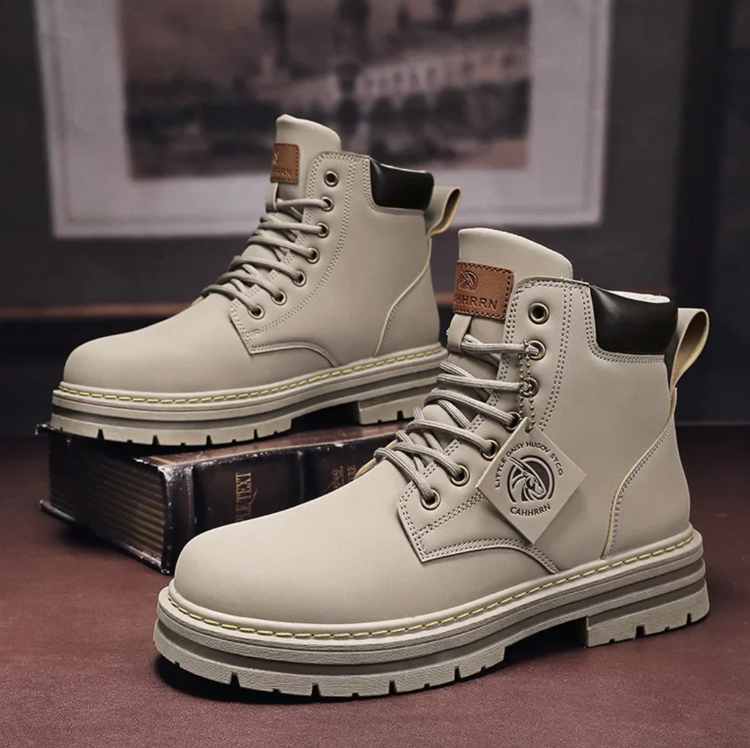 Julien Bottes Homme à Lacets – Chaussures en Cuir Antidérapantes avec Confort Durable