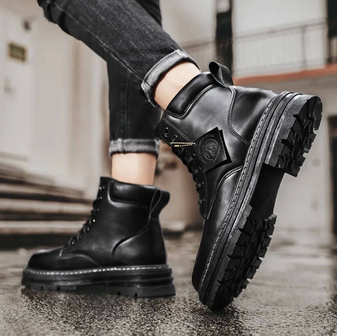Julien Bottes Homme à Lacets – Chaussures en Cuir Antidérapantes avec Confort Durable