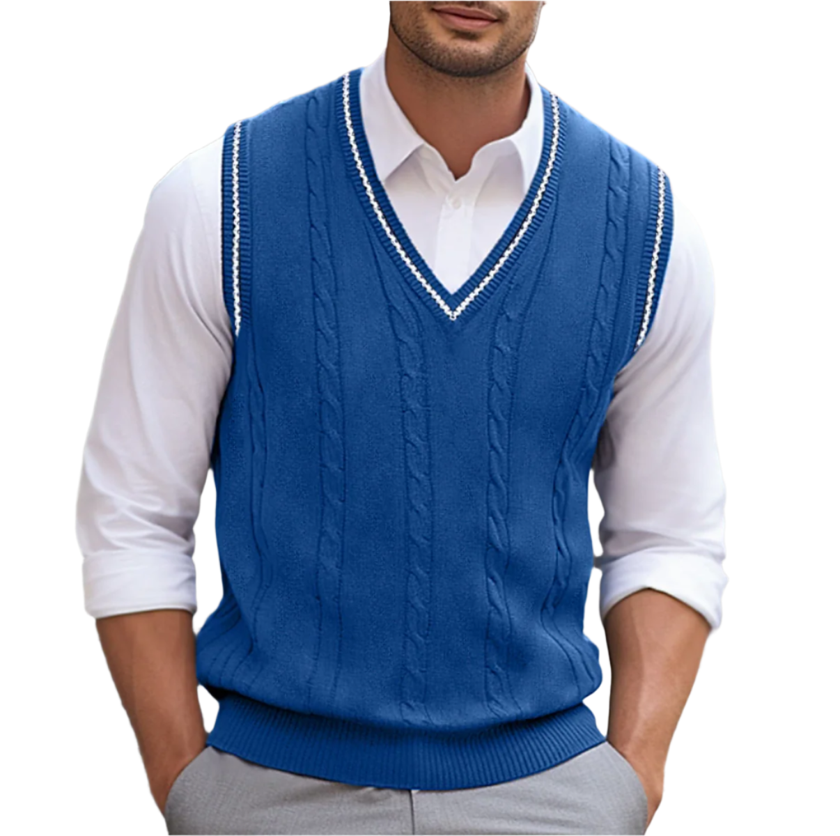 Connor Pull Homme Sans Manches – Pull à Col V Élégant et Confortable au Style Moderne
