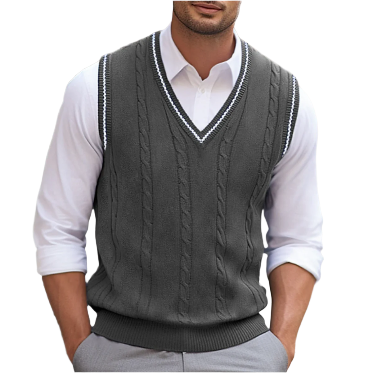 Connor Pull Homme Sans Manches – Pull à Col V Élégant et Confortable au Style Moderne