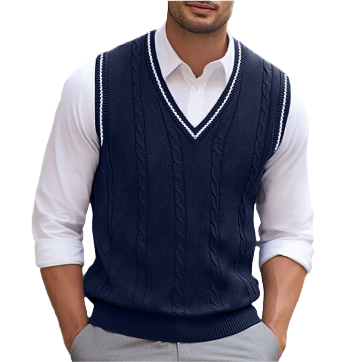 Connor Pull Homme Sans Manches – Pull à Col V Élégant et Confortable au Style Moderne