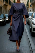 Valentina Elegant Women's Dress – Fitted Dress with Lantern Sleeves and Adjustable Waist