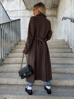 Victoria Cappotto Lungo Donna – Trench Elegante con Cintura e Fodera Calda per l'Inverno