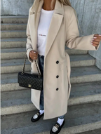 Victoria Cappotto Lungo Donna – Trench Elegante con Cintura e Fodera Calda per l'Inverno