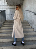 Victoria Cappotto Lungo Donna – Trench Elegante con Cintura e Fodera Calda per l'Inverno