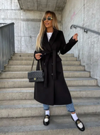 Victoria Cappotto Lungo Donna – Trench Elegante con Cintura e Fodera Calda per l'Inverno