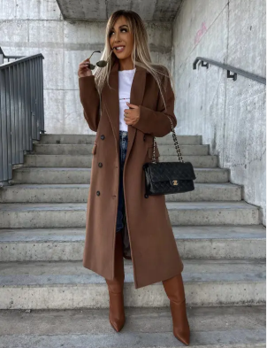 Victoria Cappotto Lungo Donna – Trench Elegante con Cintura e Fodera Calda per l'Inverno