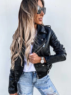 Chaqueta Amanda para mujer - Chaqueta de cuero elegante y atemporal con un estilo chic moderno