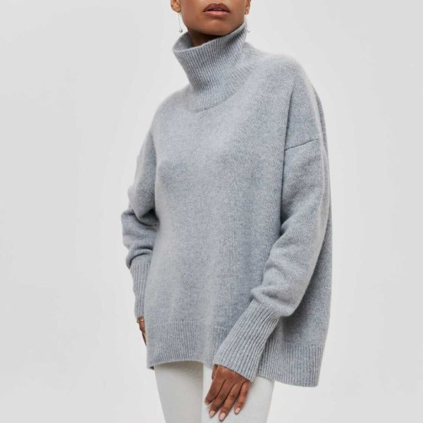 Jessica Women's Winter Sweater - Soft Knit Sweater with Turtleneck and Elegant Loose Fit