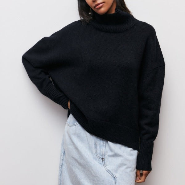 Jessica Women's Winter Sweater - Soft Knit Sweater with Turtleneck and Elegant Loose Fit
