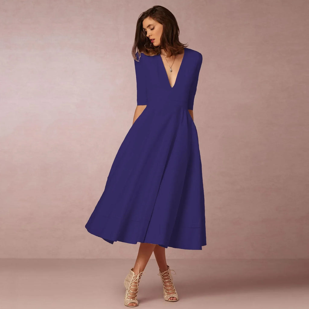 Sophie Vestido Midi para Mujer – Vestido Entallado de Algodón con Corte Elegante y Cómodo