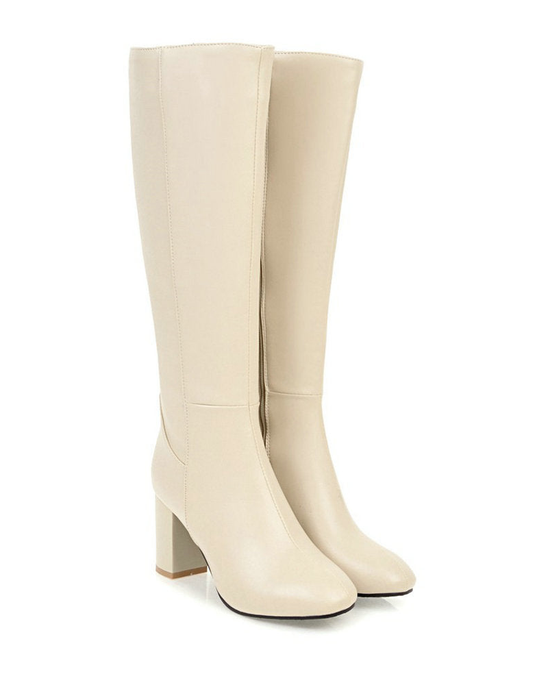 Avery Bottes Femme – Bottes Hautes à Talon Bloc avec Zip Latéral et Style Élégant