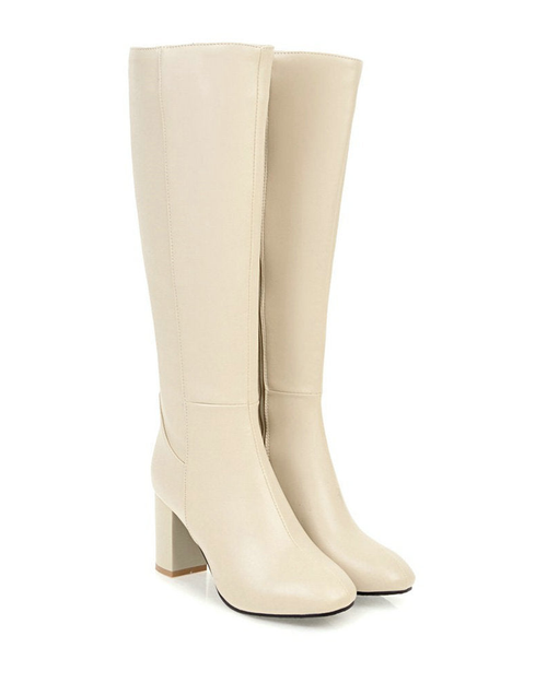 Avery Bottes Femme – Bottes Hautes à Talon Bloc avec Zip Latéral et Style Élégant