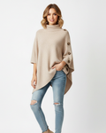 Louise Poncho Femme en Laine – Poncho Oversize à Col Haut & Coupe Asymétrique Élégante